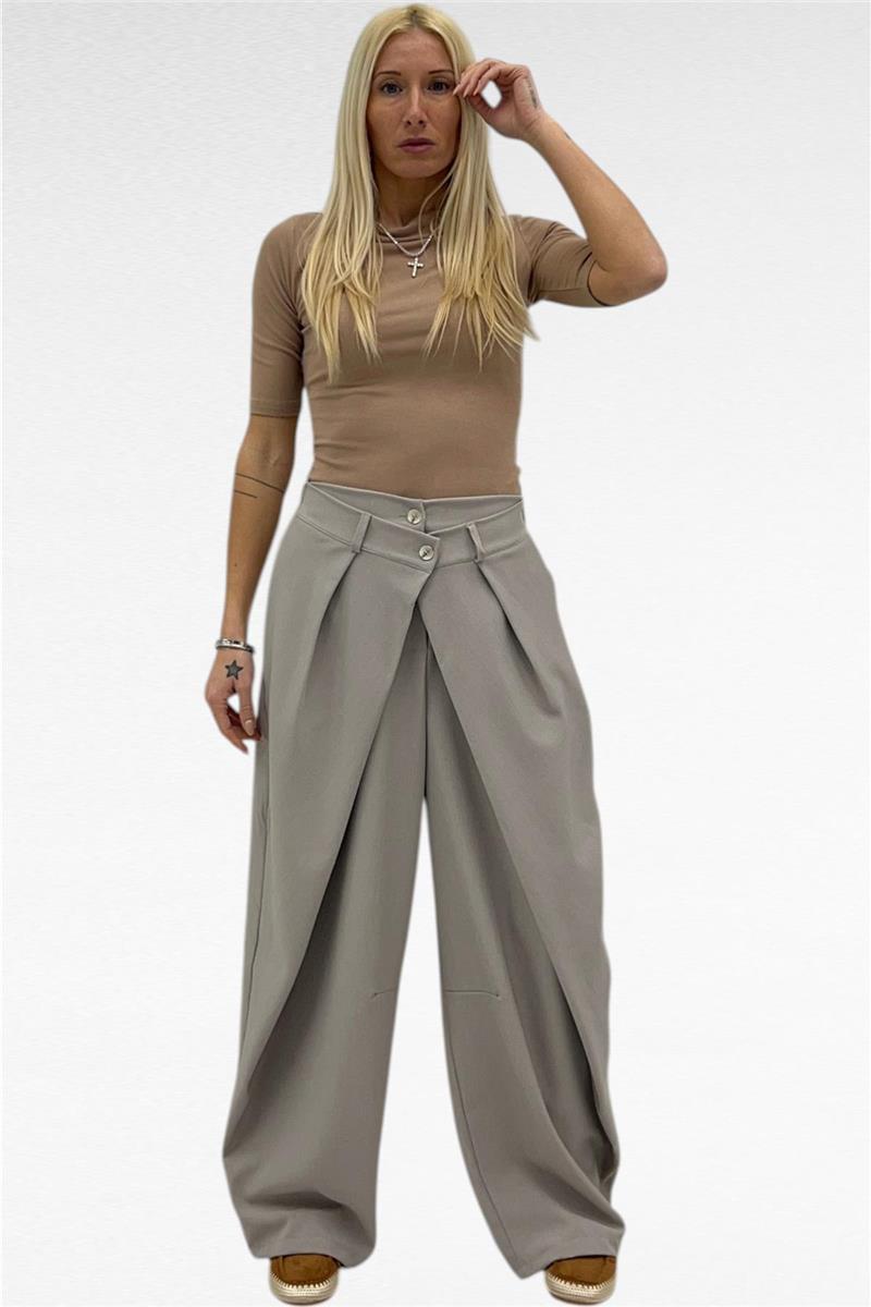 pantalone con chiusura incrociata a doppio bottone cross